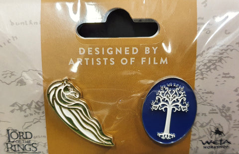 Weta Collectible Pin Set. Rohan Horse and White Tree of Gondor