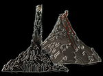 Weta Collectible Pin Set.   Minas Tirith and Barad-Dur